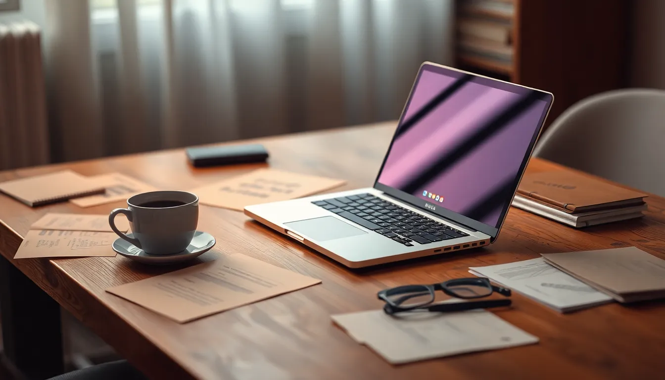 사무실에서 노트북으로 업무를 보는 직장인